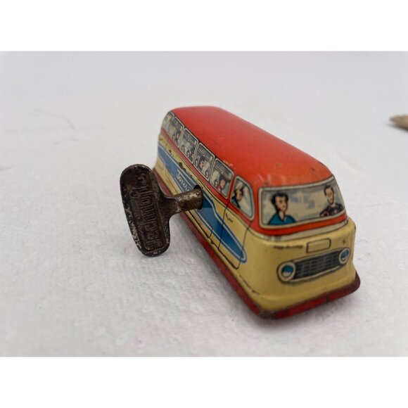 Vintage Technofix Wind-Up Touring Bus Tin Toy West Germany - Picture 4 of 6